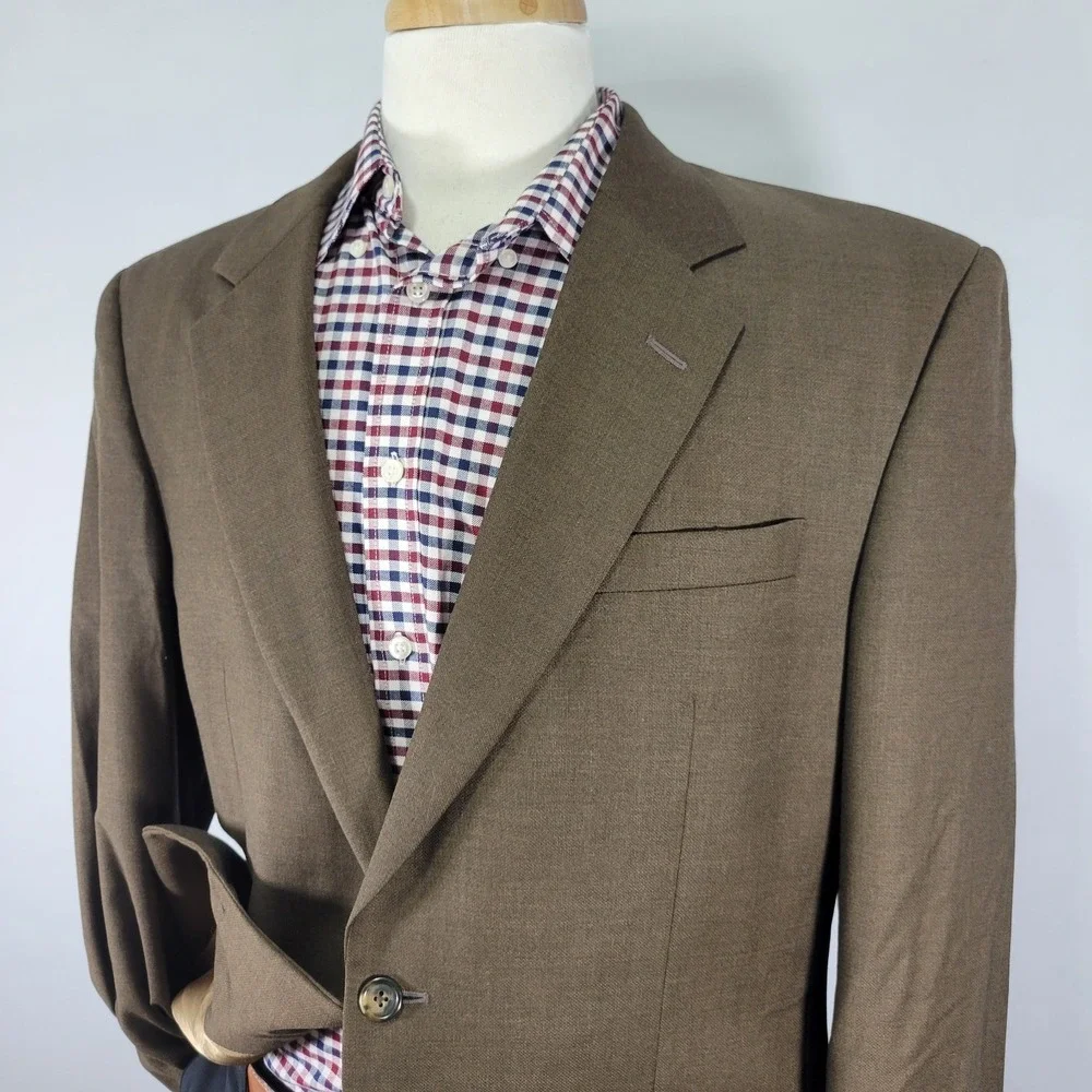 JOS A BANK Men's Sport Coat Blazer Two Button Brown‎ Wool Size 43L
